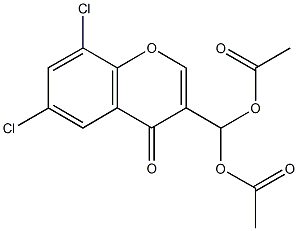 (acetyloxy)(6,8-dichloro-4-oxo-4H-chromen-3-yl)methyl acetate Struktur