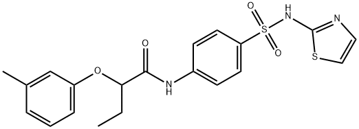 2-(3-methylphenoxy)-N-{4-[(1,3-thiazol-2-ylamino)sulfonyl]phenyl}butanamide Struktur