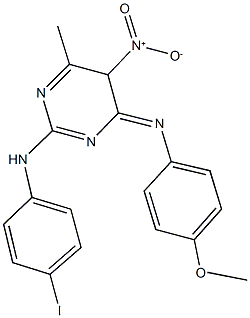 5-nitro-2-(4-iodoanilino)-4-(4-methoxyanilino)-6-methylpyrimidine Struktur