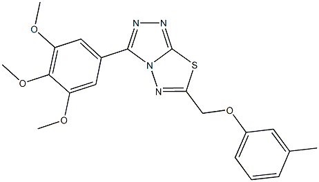 6-[(3-methylphenoxy)methyl]-3-(3,4,5-trimethoxyphenyl)[1,2,4]triazolo[3,4-b][1,3,4]thiadiazole Struktur