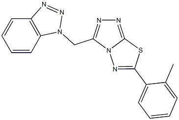 1-{[6-(2-methylphenyl)[1,2,4]triazolo[3,4-b][1,3,4]thiadiazol-3-yl]methyl}-1H-1,2,3-benzotriazole Struktur