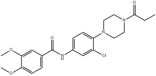 N-[3-chloro-4-(4-propionyl-1-piperazinyl)phenyl]-3,4-dimethoxybenzamide Struktur