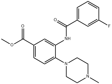 methyl 3-[(3-fluorobenzoyl)amino]-4-(4-methyl-1-piperazinyl)benzoate Struktur