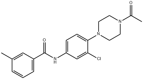 N-[4-(4-acetyl-1-piperazinyl)-3-chlorophenyl]-3-methylbenzamide Struktur