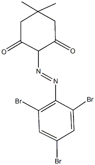 5,5-dimethyl-2-[(2,4,6-tribromophenyl)diazenyl]-1,3-cyclohexanedione Struktur