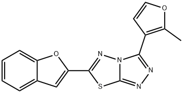 6-(1-benzofuran-2-yl)-3-(2-methyl-3-furyl)[1,2,4]triazolo[3,4-b][1,3,4]thiadiazole Struktur