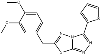 6-(3,4-dimethoxybenzyl)-3-(2-thienyl)[1,2,4]triazolo[3,4-b][1,3,4]thiadiazole Struktur