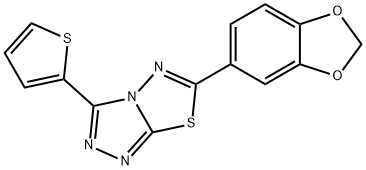 6-(1,3-benzodioxol-5-yl)-3-(2-thienyl)[1,2,4]triazolo[3,4-b][1,3,4]thiadiazole Struktur