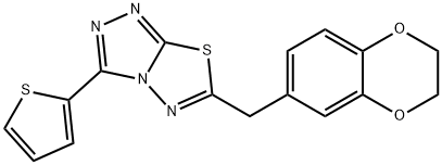 6-(2,3-dihydro-1,4-benzodioxin-6-ylmethyl)-3-(2-thienyl)[1,2,4]triazolo[3,4-b][1,3,4]thiadiazole Struktur