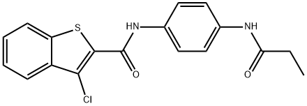 3-chloro-N-[4-(propionylamino)phenyl]-1-benzothiophene-2-carboxamide Struktur