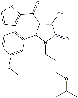 3-hydroxy-1-(3-isopropoxypropyl)-5-(3-methoxyphenyl)-4-(2-thienylcarbonyl)-1,5-dihydro-2H-pyrrol-2-one Struktur