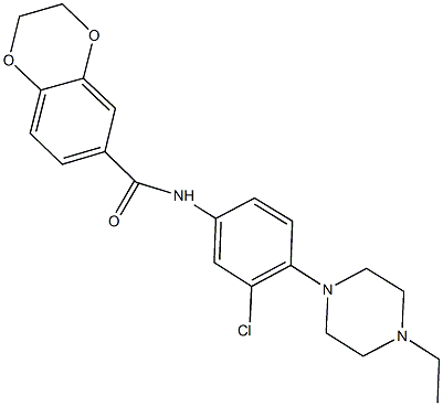 N-[3-chloro-4-(4-ethyl-1-piperazinyl)phenyl]-2,3-dihydro-1,4-benzodioxine-6-carboxamide Struktur