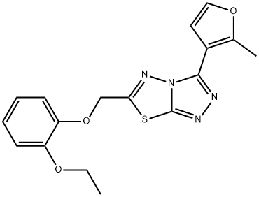 6-[(2-ethoxyphenoxy)methyl]-3-(2-methyl-3-furyl)[1,2,4]triazolo[3,4-b][1,3,4]thiadiazole Struktur