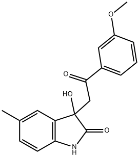 3-hydroxy-3-[2-(3-methoxyphenyl)-2-oxoethyl]-5-methyl-1,3-dihydro-2H-indol-2-one Struktur