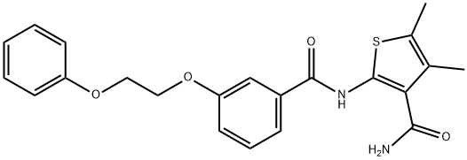 4,5-dimethyl-2-{[3-(2-phenoxyethoxy)benzoyl]amino}-3-thiophenecarboxamide Struktur