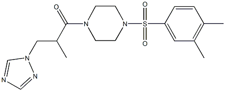 1-[(3,4-dimethylphenyl)sulfonyl]-4-[2-methyl-3-(1H-1,2,4-triazol-1-yl)propanoyl]piperazine Struktur