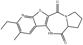 2-ethyl-3-methyl-6a,7,8,9-tetrahydro-6H-pyrido[3',2':4,5]thieno[3,2-e]pyrrolo[1,2-a][1,4]diazepine-6,11(5H)-dione Struktur