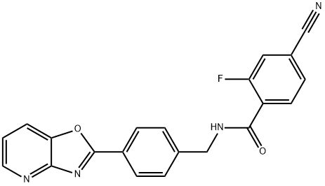 4-cyano-2-fluoro-N-(4-[1,3]oxazolo[4,5-b]pyridin-2-ylbenzyl)benzamide Struktur