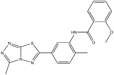 2-methoxy-N-[2-methyl-5-(3-methyl[1,2,4]triazolo[3,4-b][1,3,4]thiadiazol-6-yl)phenyl]benzamide Struktur