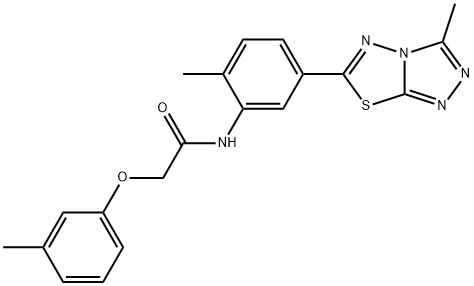 N-[2-methyl-5-(3-methyl[1,2,4]triazolo[3,4-b][1,3,4]thiadiazol-6-yl)phenyl]-2-(3-methylphenoxy)acetamide Struktur