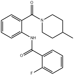 2-fluoro-N-{2-[(4-methyl-1-piperidinyl)carbonyl]phenyl}benzamide Struktur