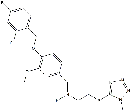 N-{4-[(2-chloro-4-fluorobenzyl)oxy]-3-methoxybenzyl}-N-{2-[(1-methyl-1H-tetraazol-5-yl)sulfanyl]ethyl}amine Struktur