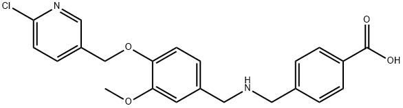 4-[({4-[(6-chloro-3-pyridinyl)methoxy]-3-methoxybenzyl}amino)methyl]benzoic acid Struktur