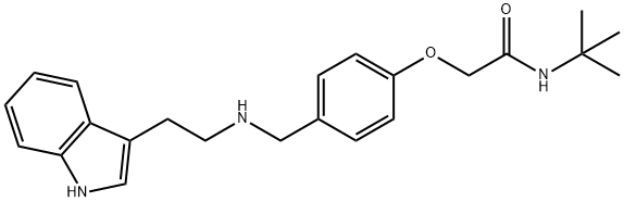 N-(tert-butyl)-2-[4-({[2-(1H-indol-3-yl)ethyl]amino}methyl)phenoxy]acetamide Struktur