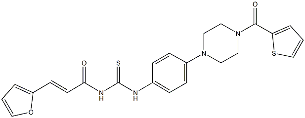 N-[3-(2-furyl)acryloyl]-N'-{4-[4-(2-thienylcarbonyl)-1-piperazinyl]phenyl}thiourea Struktur