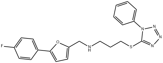 N-{[5-(4-fluorophenyl)-2-furyl]methyl}-N-{3-[(1-phenyl-1H-tetraazol-5-yl)sulfanyl]propyl}amine Struktur