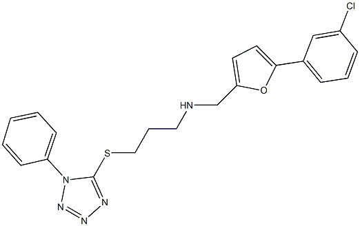 N-{[5-(3-chlorophenyl)-2-furyl]methyl}-N-{3-[(1-phenyl-1H-tetraazol-5-yl)sulfanyl]propyl}amine Struktur