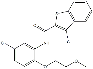 3-chloro-N-[5-chloro-2-(2-methoxyethoxy)phenyl]-1-benzothiophene-2-carboxamide Struktur