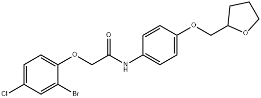 2-(2-bromo-4-chlorophenoxy)-N-[4-(tetrahydro-2-furanylmethoxy)phenyl]acetamide Struktur