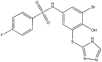 N-[3-bromo-4-hydroxy-5-(4H-1,2,4-triazol-3-ylsulfanyl)phenyl]-4-fluorobenzenesulfonamide Struktur