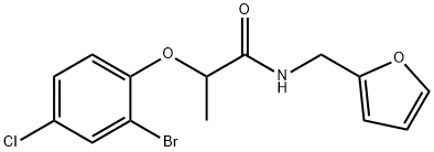 2-(2-bromo-4-chlorophenoxy)-N-(2-furylmethyl)propanamide Struktur