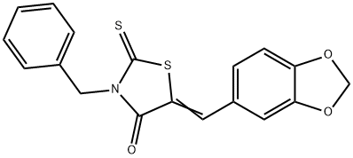 5-(1,3-benzodioxol-5-ylmethylene)-3-benzyl-2-thioxo-1,3-thiazolidin-4-one Struktur