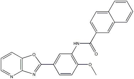 N-(2-methoxy-5-[1,3]oxazolo[4,5-b]pyridin-2-ylphenyl)-2-naphthamide Struktur