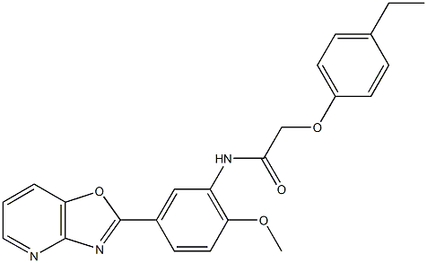 2-(4-ethylphenoxy)-N-(2-methoxy-5-[1,3]oxazolo[4,5-b]pyridin-2-ylphenyl)acetamide Struktur