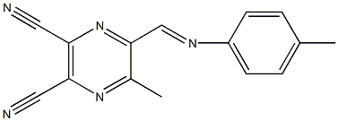 5-methyl-6-{[(4-methylphenyl)imino]methyl}-2,3-pyrazinedicarbonitrile Struktur