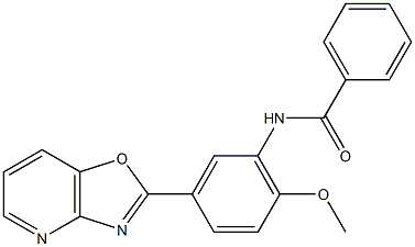 N-(2-methoxy-5-[1,3]oxazolo[4,5-b]pyridin-2-ylphenyl)benzamide Struktur