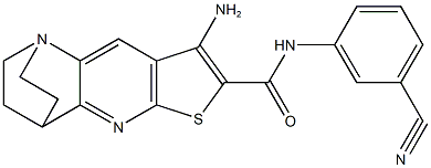 5-amino-N-(3-cyanophenyl)-7-thia-1,9-diazatetracyclo[9.2.2.0~2,10~.0~4,8~]pentadeca-2(10),3,5,8-tetraene-6-carboxamide Struktur