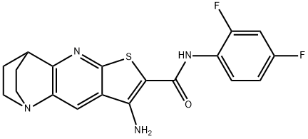 8-amino-N-(2,4-difluorophenyl)-1,2,3,4-tetrahydro-1,4-ethanothieno[2,3-b][1,5]naphthyridine-7-carboxamide Struktur