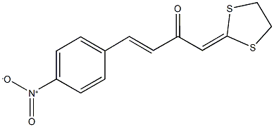 1-(1,3-dithiolan-2-ylidene)-4-{4-nitrophenyl}-3-buten-2-one Struktur