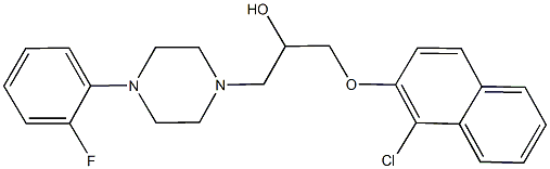 1-[(1-chloro-2-naphthyl)oxy]-3-[4-(2-fluorophenyl)-1-piperazinyl]-2-propanol Struktur