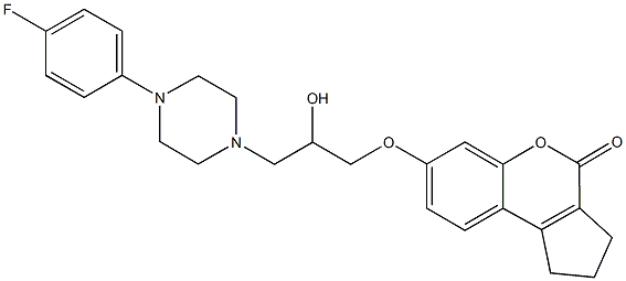 7-{3-[4-(4-fluorophenyl)-1-piperazinyl]-2-hydroxypropoxy}-2,3-dihydrocyclopenta[c]chromen-4(1H)-one Struktur