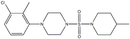 1-(3-chloro-2-methylphenyl)-4-[(4-methyl-1-piperidinyl)sulfonyl]piperazine Struktur