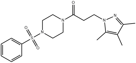 1-(phenylsulfonyl)-4-[3-(3,4,5-trimethyl-1H-pyrazol-1-yl)propanoyl]piperazine Struktur