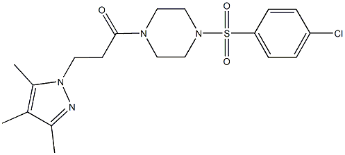 1-[(4-chlorophenyl)sulfonyl]-4-[3-(3,4,5-trimethyl-1H-pyrazol-1-yl)propanoyl]piperazine Struktur