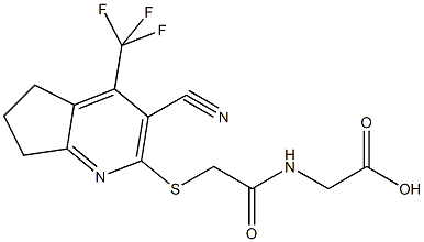 [({[3-cyano-4-(trifluoromethyl)-6,7-dihydro-5H-cyclopenta[b]pyridin-2-yl]sulfanyl}acetyl)amino]acetic acid Struktur