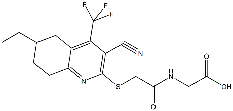 [({[3-cyano-6-ethyl-4-(trifluoromethyl)-5,6,7,8-tetrahydro-2-quinolinyl]sulfanyl}acetyl)amino]acetic acid Struktur